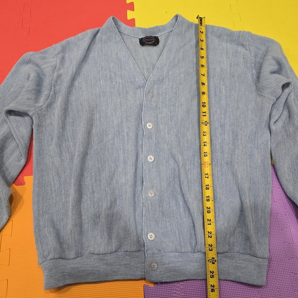 Vintage Jantzen Light‎ Blue Knit Cardigan Sweater Men's XL Made in USA Soft